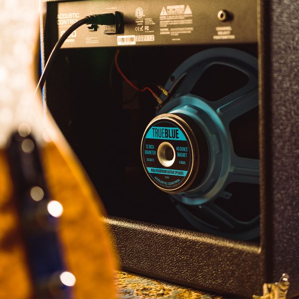 showing the back of a GAMMA G50 Guitar Amplifier, detailing the speaker