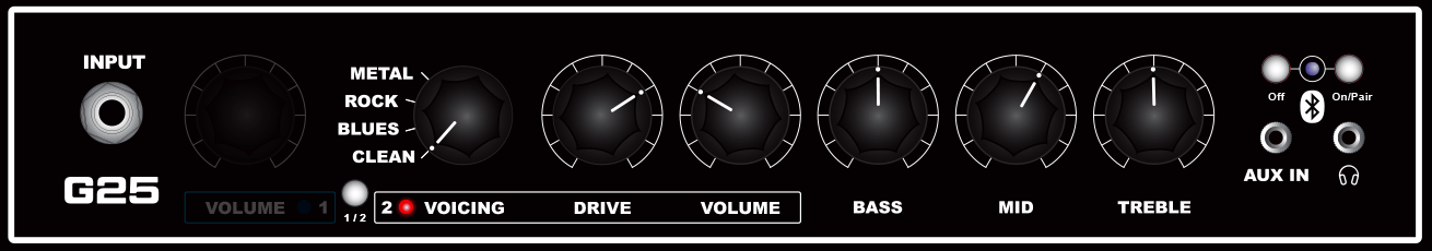 G25 guitar amp Channel 2 Clean Demo 1 knob settings