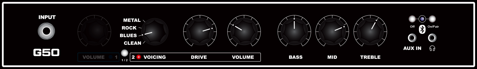 G50 guitar amp Channel 2 Blues Demo 1 knob settings