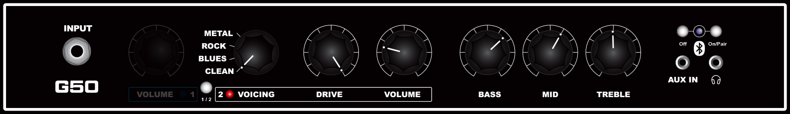 G50 guitar amp Channel 2 Clean Demo 2 knob settings