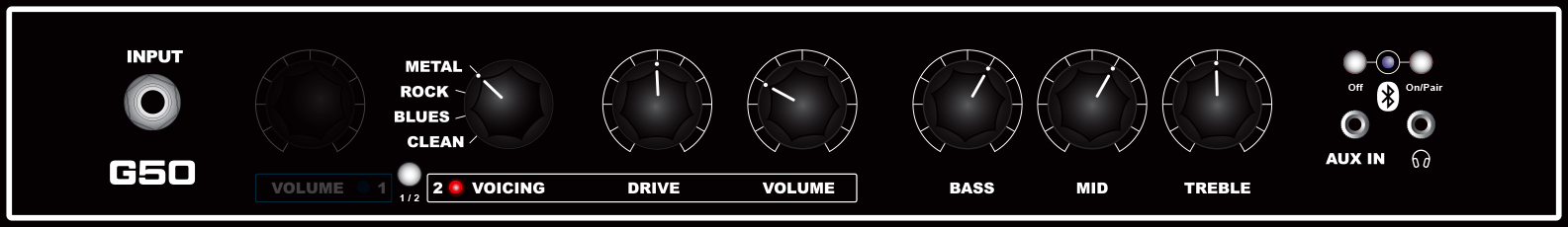 G50 guitar amp Channel 2 Metal Demo 1 knob settings