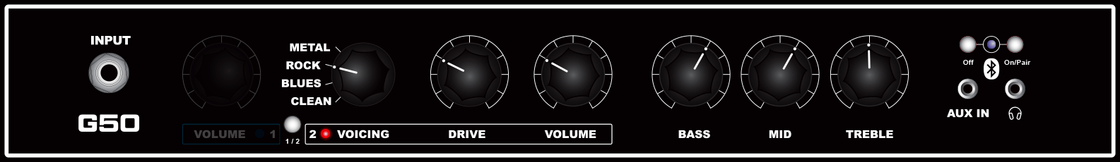 G50 guitar amp Channel 2 Rock Demo 1 knob settings